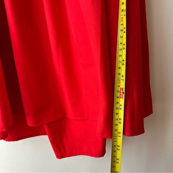 Red Puff Sleeve Cutout Back Midi Dress Women’s Size M Romantic Party Date Night - Picture 8 of 11